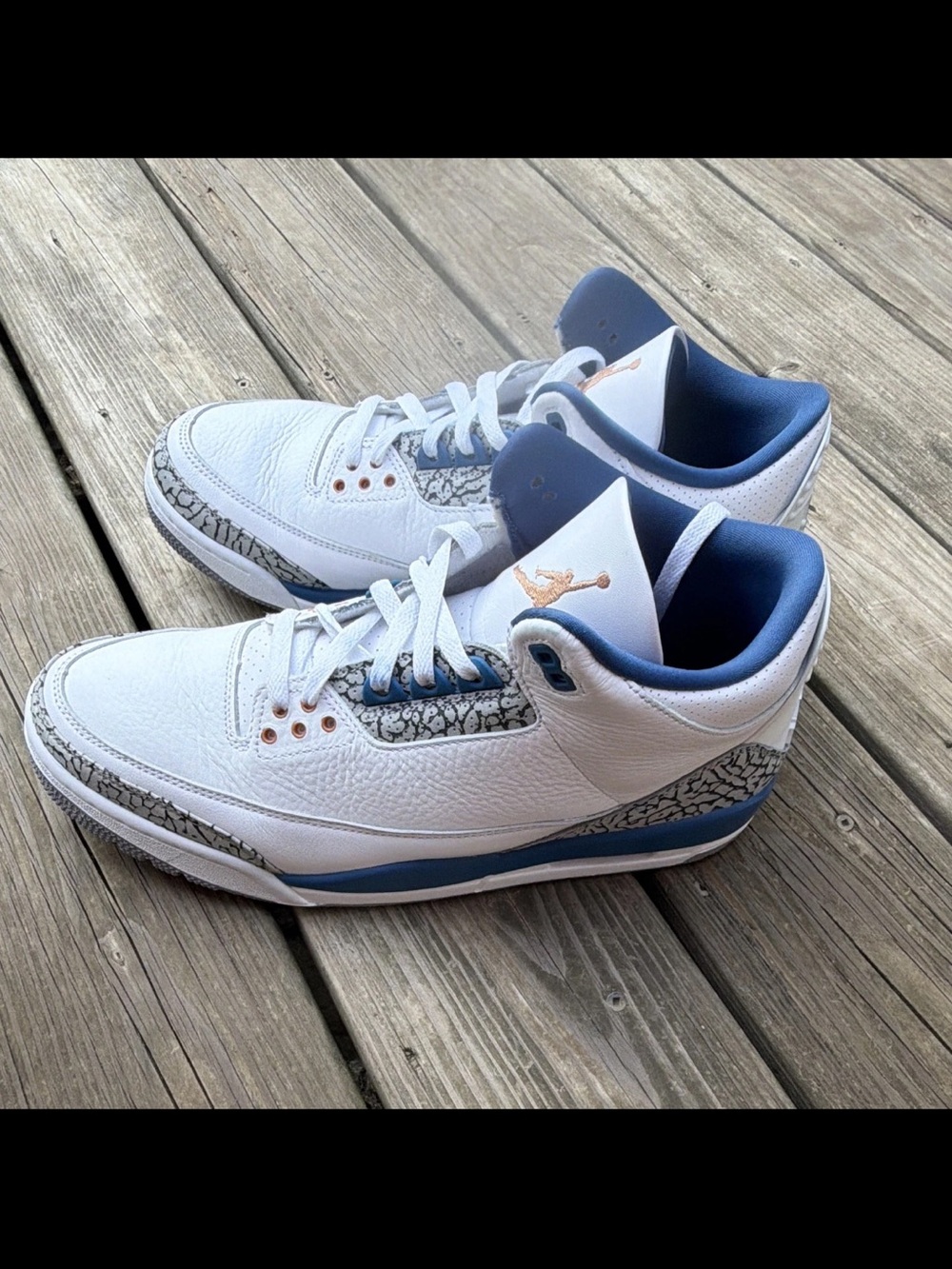 Jordan Men’s White and Navy Blue Retro Sneakers with Elephant Print